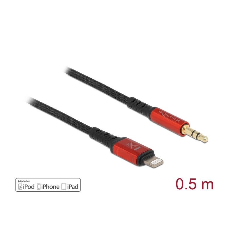 Delock Audiokabel 8 Pin Lightning™ Stecker zu Klinkenstecker 3,5 mm 3 Pin 0,5 m