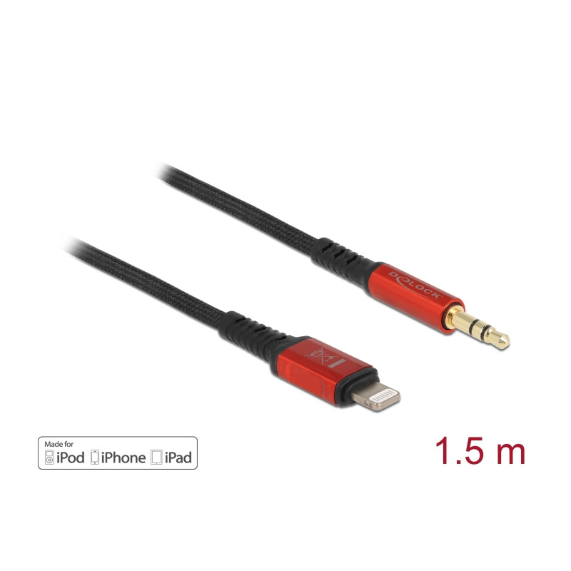 Delock Audiokabel 8 Pin Lightning™ Stecker zu Klinkenstecker 3,5 mm 3 Pin 1,5 m