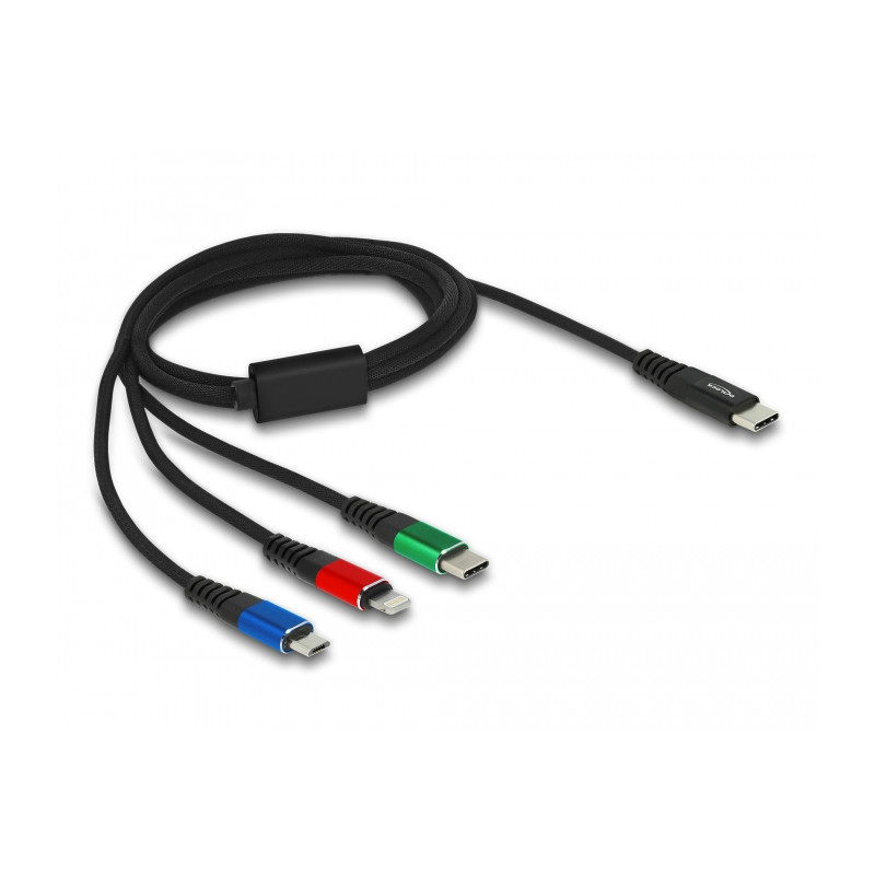 Delock USB Ladekabel 3 in 1 USB Type-C™ zu Lightning™ / Micro USB / USB Type-C™ 1 m
