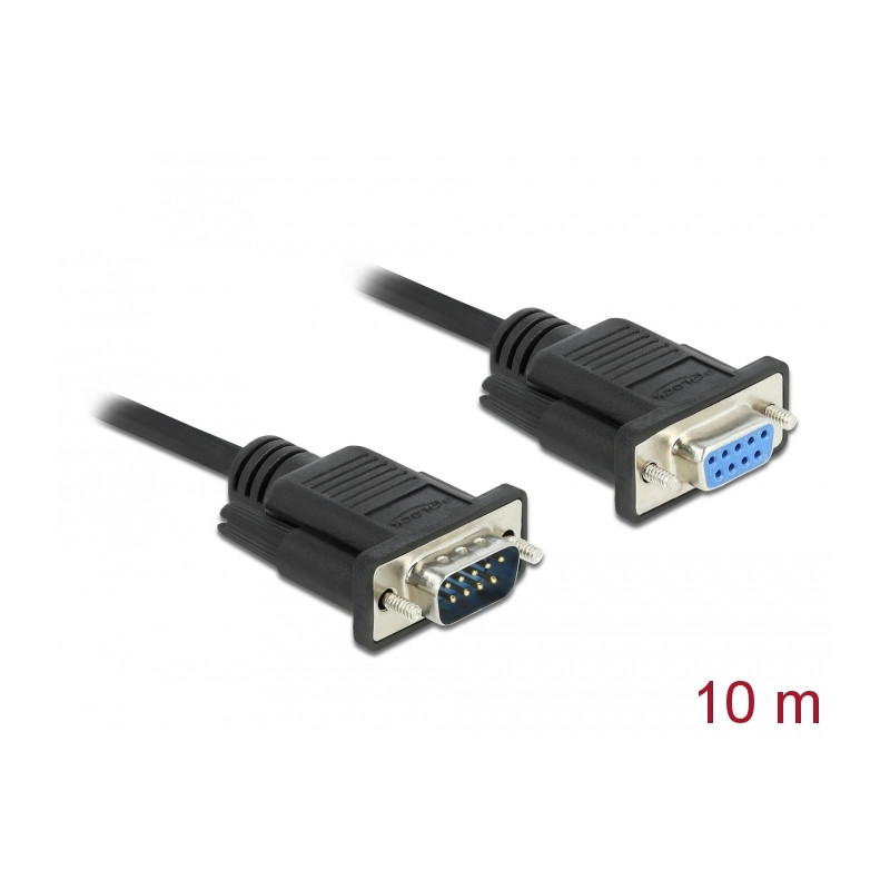 Delock RS-232 Kabel Seriell D-Sub9 Stecker zu Buchse mit schmalem Steckergehäuse 10 m