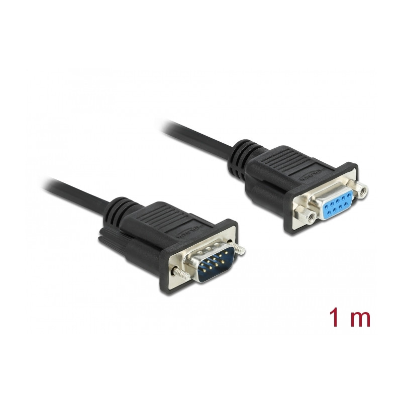 Delock RS-232 Kabel Seriell D-Sub9 Stecker zu Buchse mit schmalem Steckergehäuse 1 m