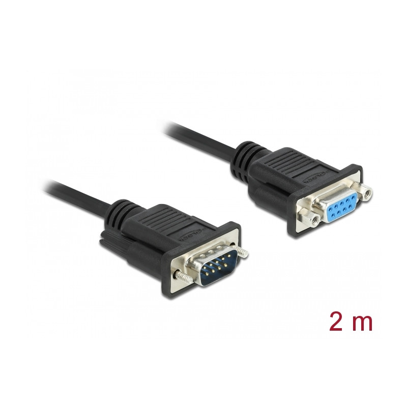 Delock RS-232 Kabel Seriell D-Sub9 Stecker zu Buchse mit schmalem Steckergehäuse 2 m