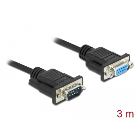 Delock RS-232 Kabel Seriell D-Sub9 Stecker zu Buchse mit schmalem Steckergehäuse 3 m