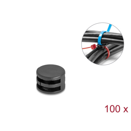 Delock Kabelbinder Befestigungskupplung D 12 x H 8 mm 90° drehbar schwarz 100 Stück
