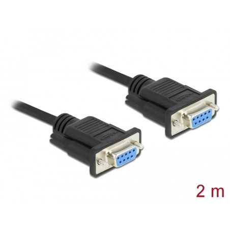 Delock RS-232 Kabel Seriell D-Sub9 Buchse zu Buchse Nullmodem mit schmalem Steckergehäuse 2 m