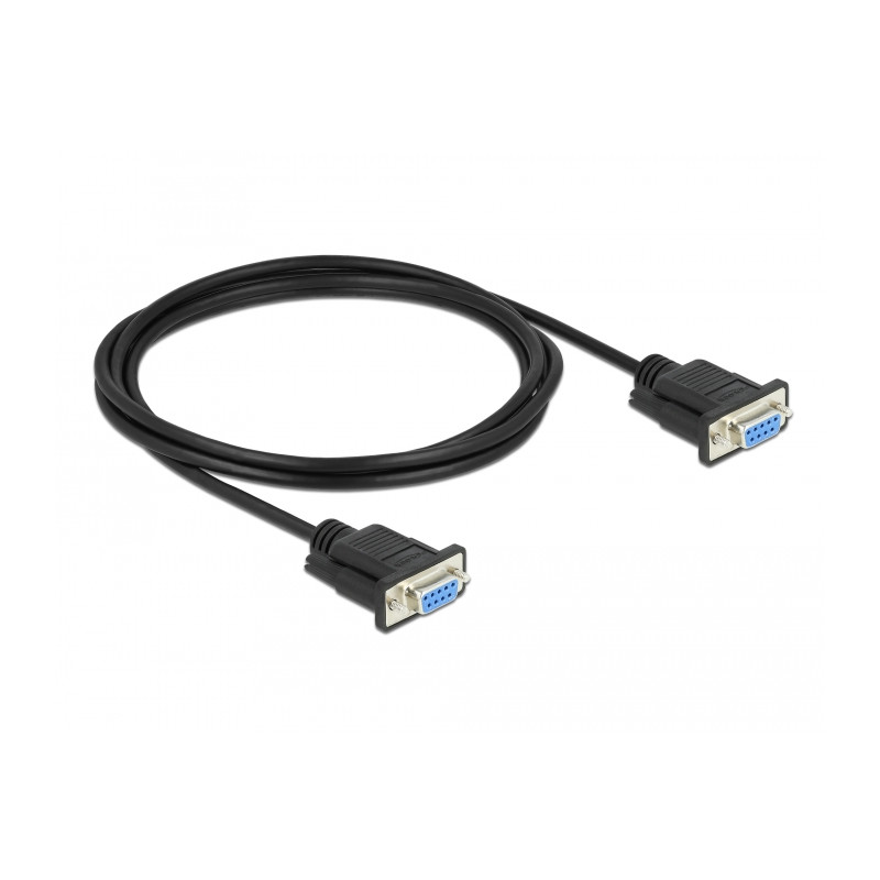 Delock RS-232 Kabel Seriell D-Sub9 Buchse zu Buchse Nullmodem mit schmalem Steckergehäuse 2 m