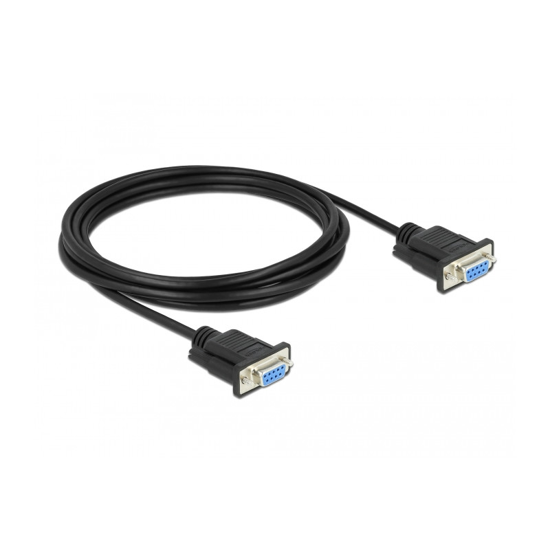 Delock RS-232 Kabel Seriell D-Sub9 Buchse zu Buchse Nullmodem mit schmalem Steckergehäuse 3 m