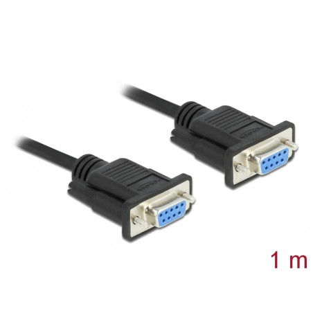 Delock RS-232 Kabel Seriell D-Sub9 Buchse zu Buchse Nullmodem mit schmalem Steckergehäuse 1 m