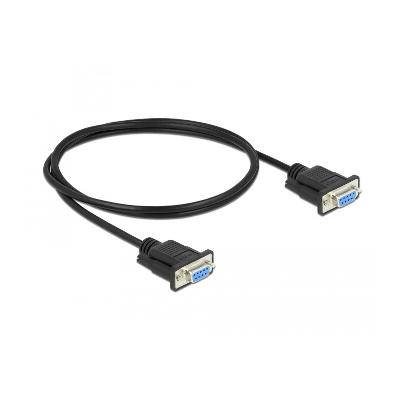 Delock RS-232 Kabel Seriell D-Sub9 Buchse zu Buchse Nullmodem mit schmalem Steckergehäuse 1 m