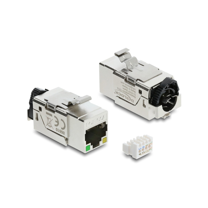 Delock Keystone Modul RJ45 Buchse Cat.6A STP mit PoE LED