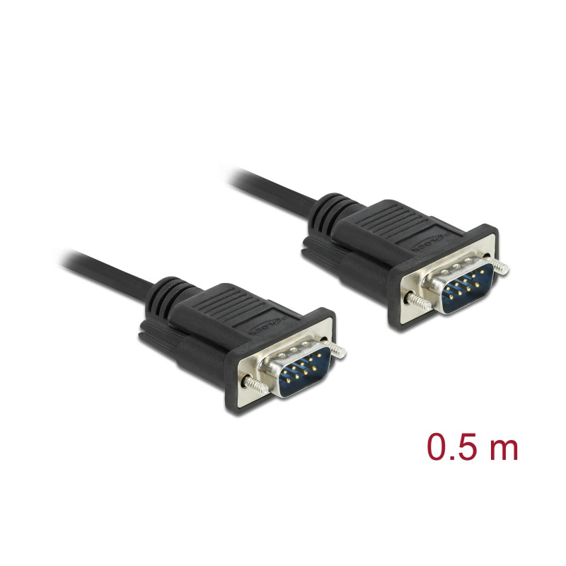 Delock RS-232 Kabel Seriell D-Sub9 Stecker zu Stecker mit schmalem Steckergehäuse 0,5 m