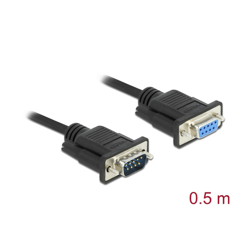 Delock RS-232 Kabel Seriell D-Sub9 Stecker zu Buchse mit schmalem Steckergehäuse 0,5 m