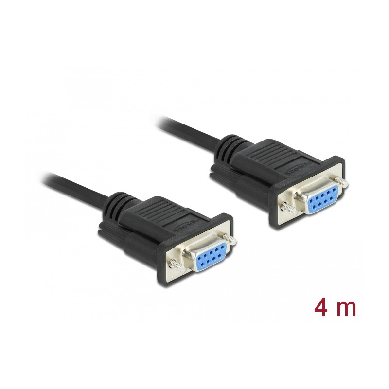 Delock RS-232 Kabel Seriell D-Sub9 Buchse zu Buchse Nullmodem mit schmalem Steckergehäuse 4 m