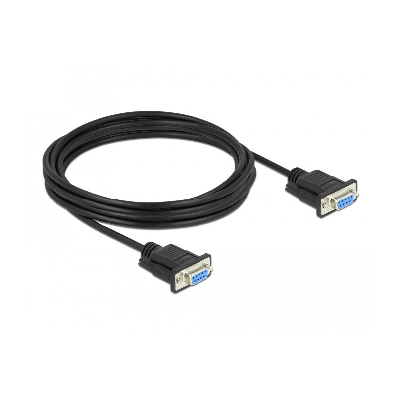 Delock RS-232 Kabel Seriell D-Sub9 Buchse zu Buchse Nullmodem mit schmalem Steckergehäuse 4 m
