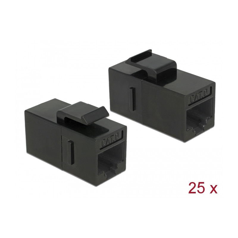Delock Keystone Modul RJ45 Buchse - RJ45 Buchse Cat.6 UTP schwarz 25 Stück