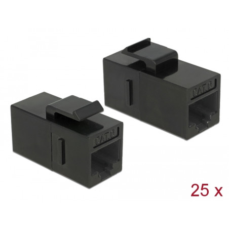 Delock Keystone Modul RJ45 Buchse - RJ45 Buchse Cat.6 UTP schwarz 25 Stück