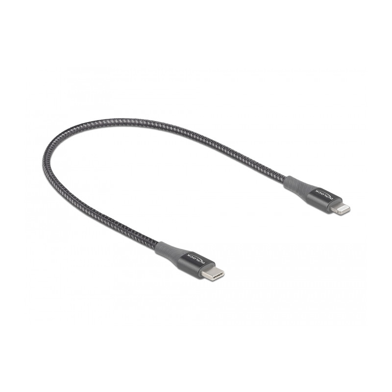 Delock Daten- und Ladekabel USB Type-C™ zu Lightning™ für iPhone™, iPad™ und iPod™ grau 0,5 m MFi