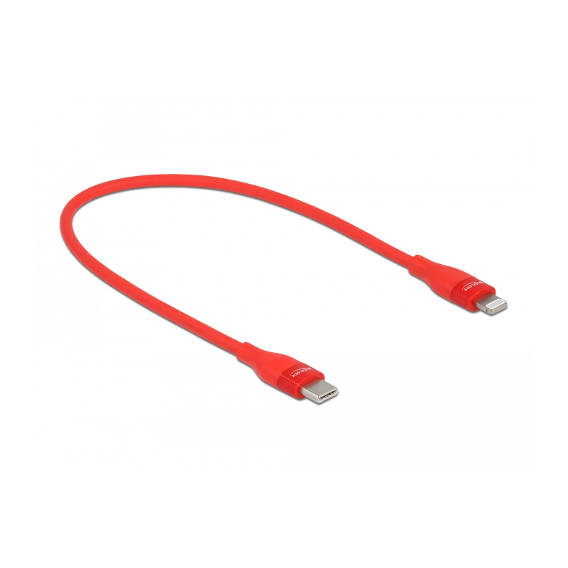 Delock Daten- und Ladekabel USB Type-C™ zu Lightning™ für iPhone™, iPad™ und iPod™ rot 0,5 m MFi