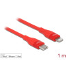 Delock Daten- und Ladekabel USB Type-C™ zu Lightning™ für iPhone™, iPad™ und iPod™ rot 1 m MFi