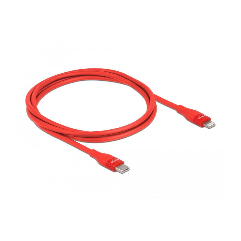 Delock Daten- und Ladekabel USB Type-C™ zu Lightning™ für iPhone™, iPad™ und iPod™ rot 1 m MFi