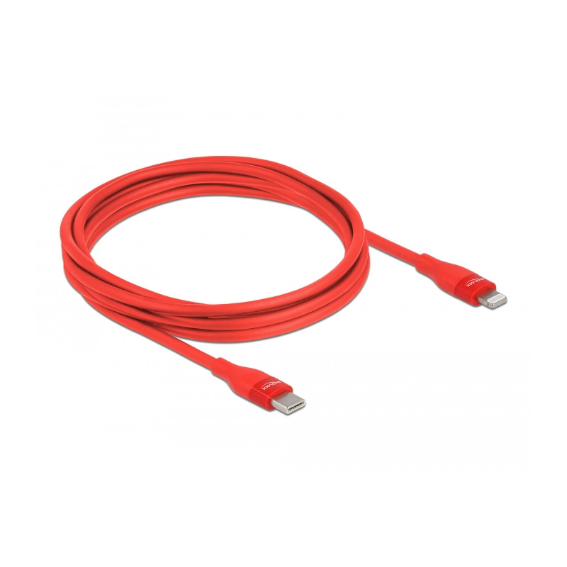 Delock Daten- und Ladekabel USB Type-C™ zu Lightning™ für iPhone™, iPad™ und iPod™ rot 2 m MFi