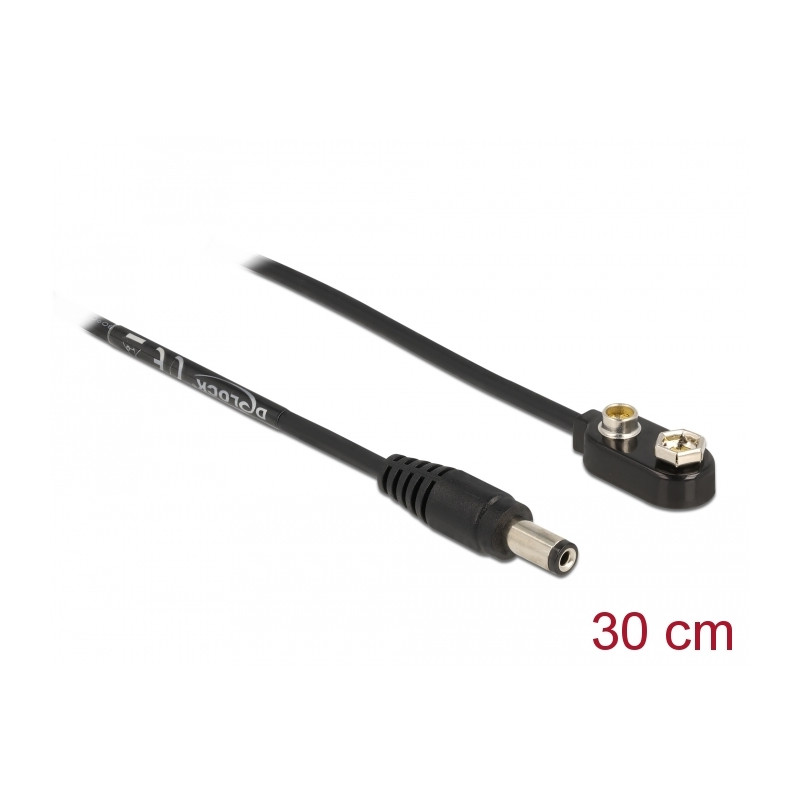 Delock DC Stromkabel 5,5 x 2,1 mm Stecker zu Anschluss für Blockbatterie 9 V