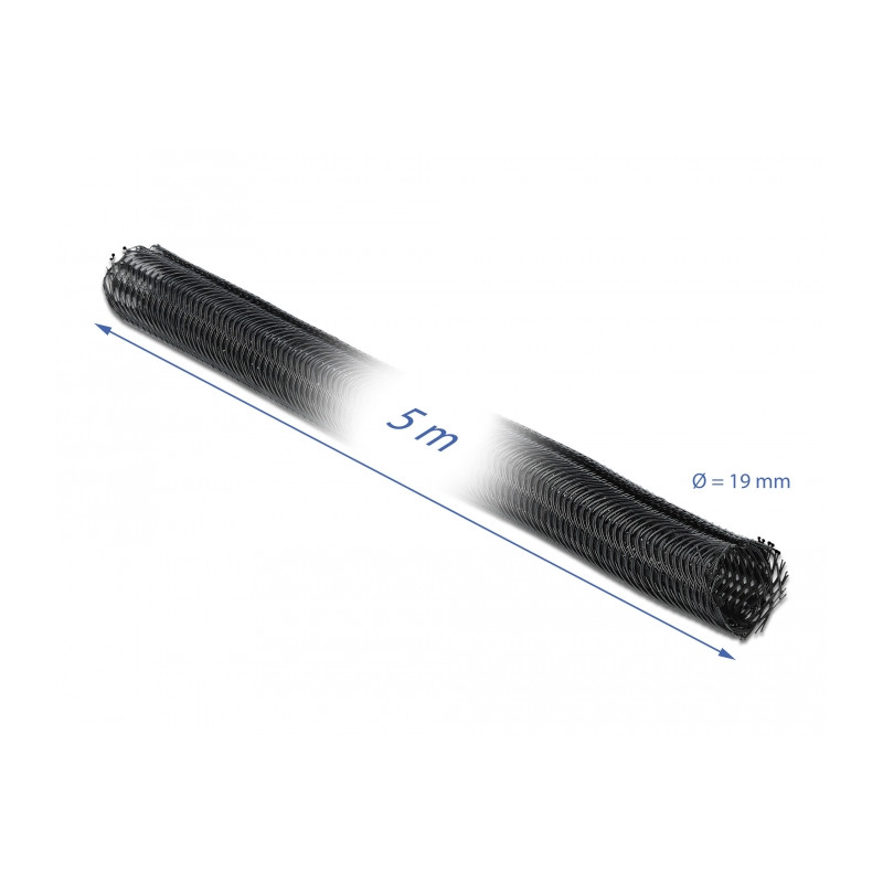 Delock Geflechtschlauch selbstschließend 5 m x 19 mm schwarz