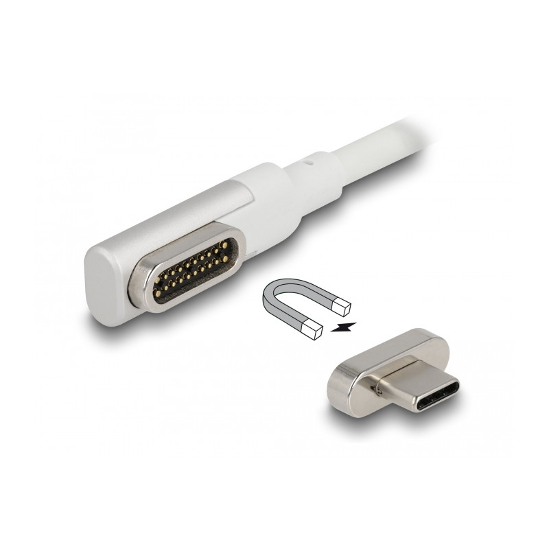 Delock Magnetisches Thunderbolt™ 3 USB-C™ Kabel 4K 60 Hz Stecker zu Stecker gewinkelt 1,20 m