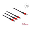 Delock USB Ladekabel 3 in 1 USB Type-C™ zu Lightning™ / Micro USB / USB Type-C™ 30 cm schwarz / rot