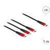 Delock USB Ladekabel 3 in 1 USB Type-C™ zu Lightning™ / Micro USB / USB Type-C™ 1 m schwarz / rot