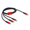 Delock USB Ladekabel 3 in 1 USB Type-C™ zu Lightning™ / Micro USB / USB Type-C™ 1 m schwarz / rot
