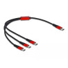Delock USB Ladekabel 3 in 1 USB Type-C™ zu 3 x USB Type-C™ 30 cm schwarz / rot
