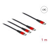 Delock USB Ladekabel 3 in 1 USB Type-C™ zu 3 x USB Type-C™ 1 m schwarz / rot