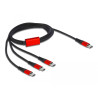 Delock USB Ladekabel 3 in 1 USB Type-C™ zu 3 x USB Type-C™ 1 m schwarz / rot