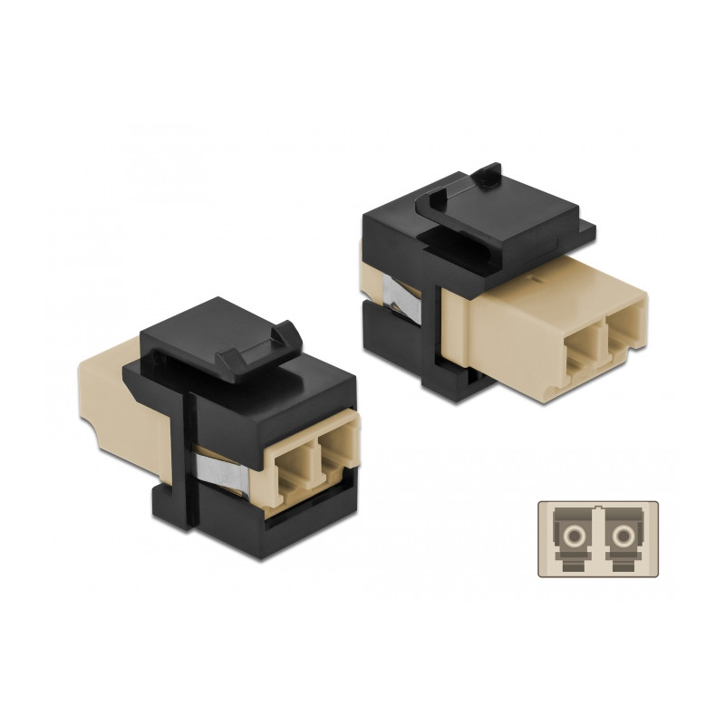 Delock Keystone Modul LC Duplex Buchse zu LC Duplex Buchse beige / schwarz