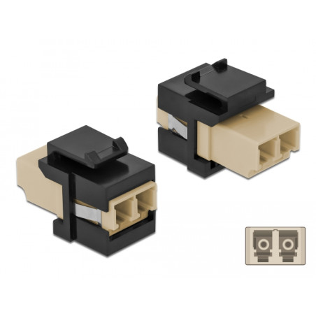 Delock Keystone Modul LC Duplex Buchse zu LC Duplex Buchse beige / schwarz