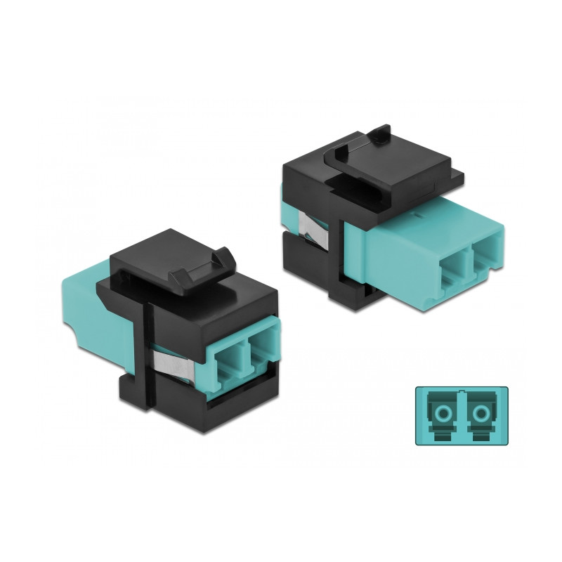 Delock Keystone Modul LC Duplex Buchse zu LC Duplex Buchse aqua / schwarz