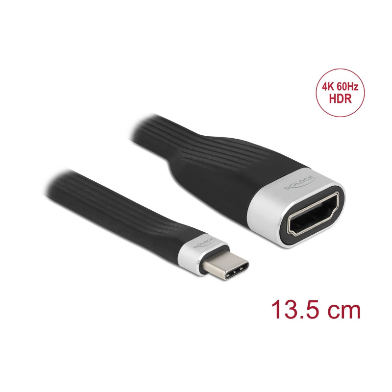 Delock FPC Flachbandkabel USB Type-C™ zu HDMI (DP Alt Mode) 4K 60 Hz 13,5 cm