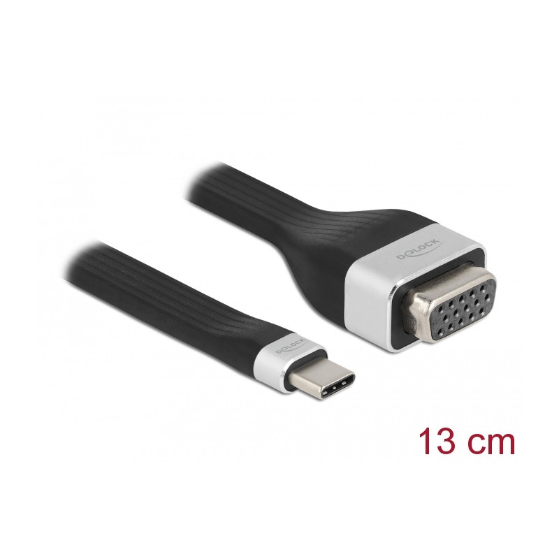 Delock FPC Flachbandkabel USB Type-C™ zu VGA (DP Alt Mode) 13 cm
