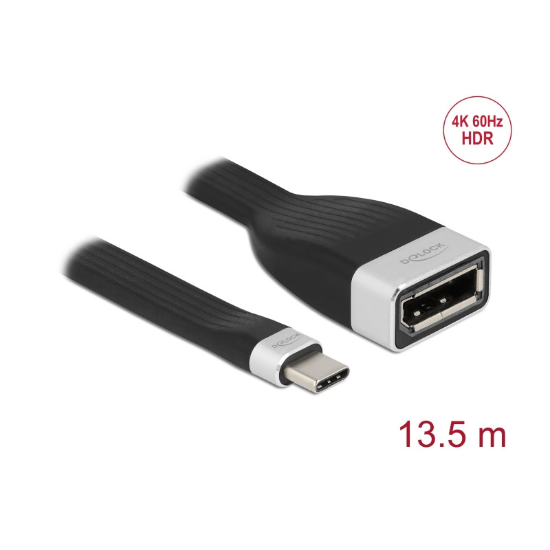 Delock FPC Flachbandkabel USB Type-C™ zu DisplayPort (DP Alt Mode) 4K 60 Hz 13,5 cm