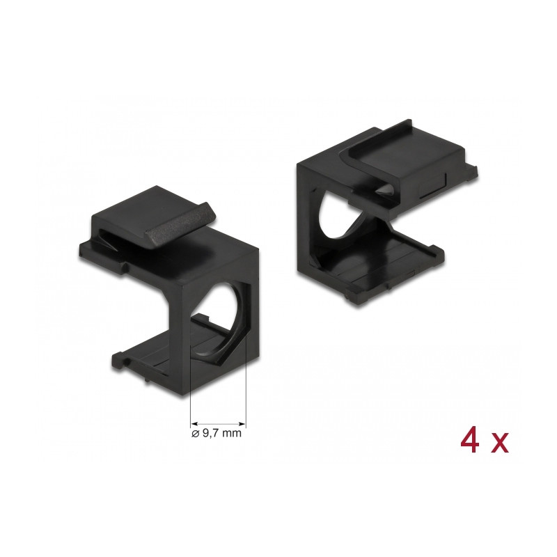 Delock Keystone Abdeckung schwarz mit 9,7 mm Durchführung +Hex 4 Stück