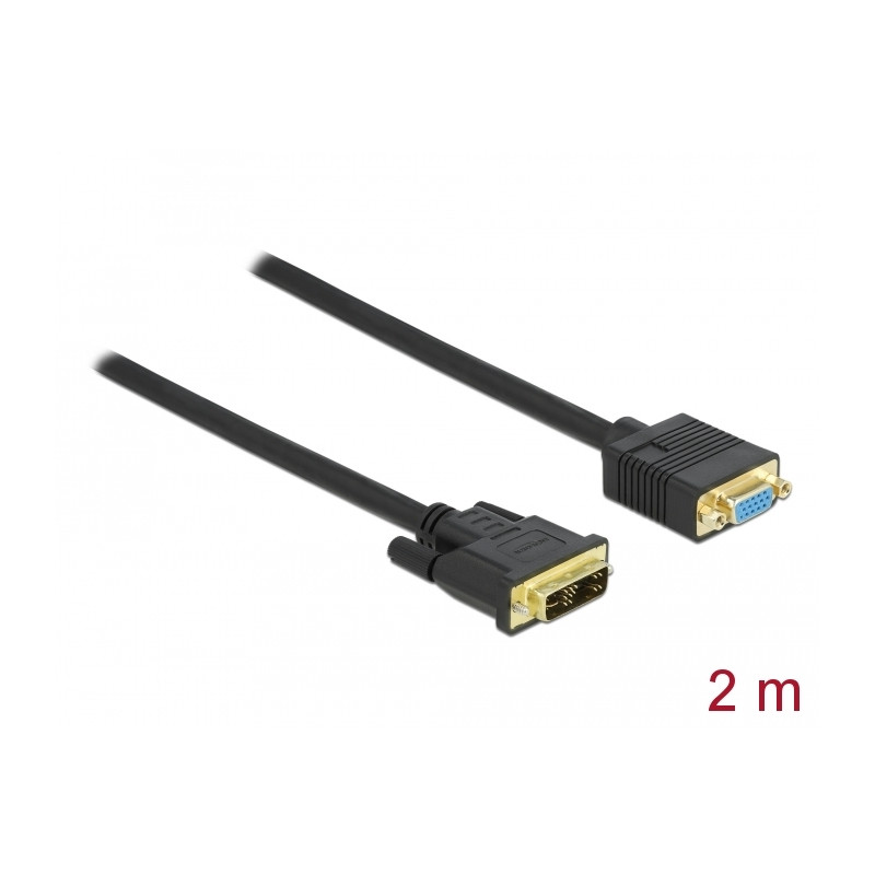 Delock Kabel DVI 12+5 Stecker zu VGA Buchse 2 m