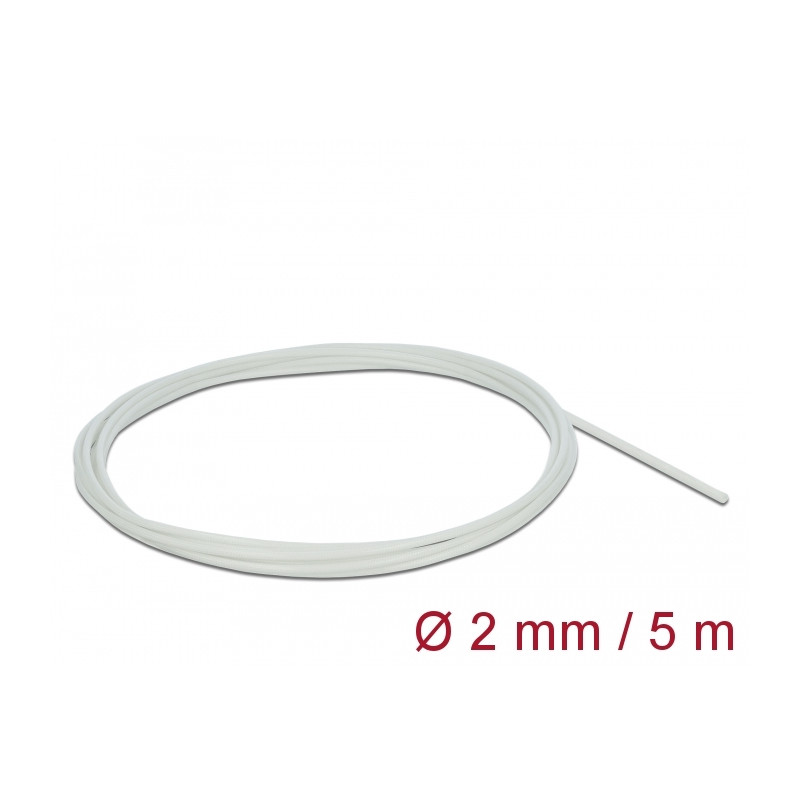 Delock Schutzschlauch Glasfasergeflecht 5 m x 2 mm weiß