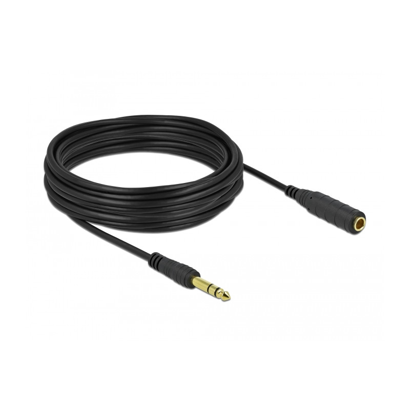 Delock Klinkenverlängerungskabel 6,35 mm 3 Pin Stecker zu Buchse 10 m schwarz
