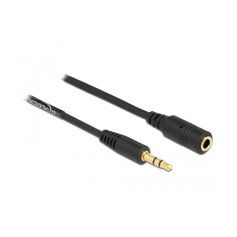Delock Spiralkabel Verlängerung 3,5 mm 3 Pin Klinkenstecker zu Klinkenbuchse 1,5 m schwarz