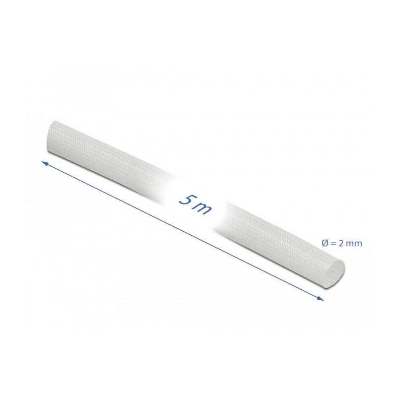 Delock Schutzschlauch Glasfasergeflecht 5 m x 2 mm weiß