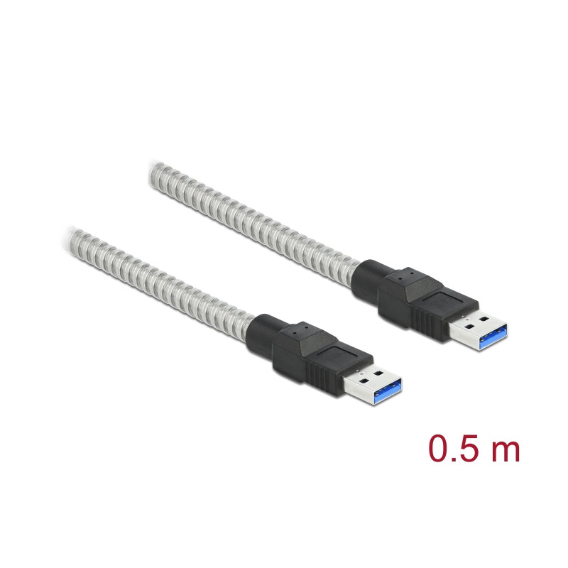 Delock USB 5 Gbps Kabel Typ-A Stecker zu Typ-A Stecker mit Metallmantel 0,5 m