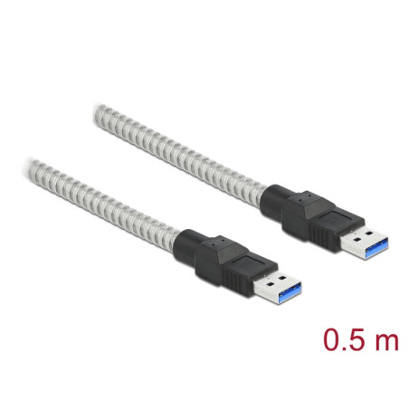 Delock USB 5 Gbps Kabel Typ-A Stecker zu Typ-A Stecker mit Metallmantel 0,5 m