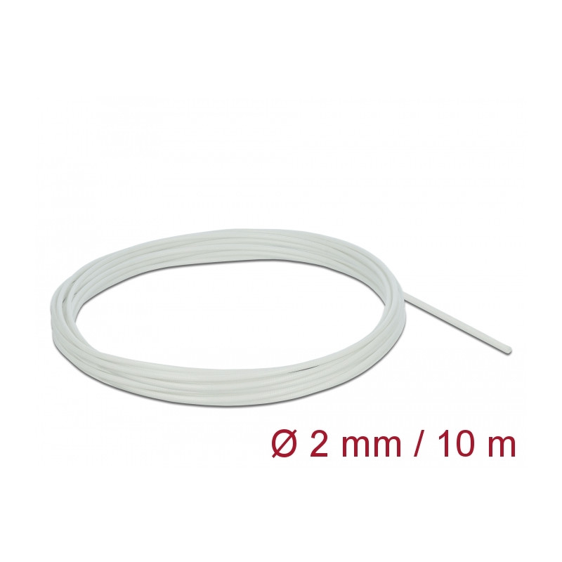 Delock Schutzschlauch Glasfasergeflecht 10 m x 2 mm weiß