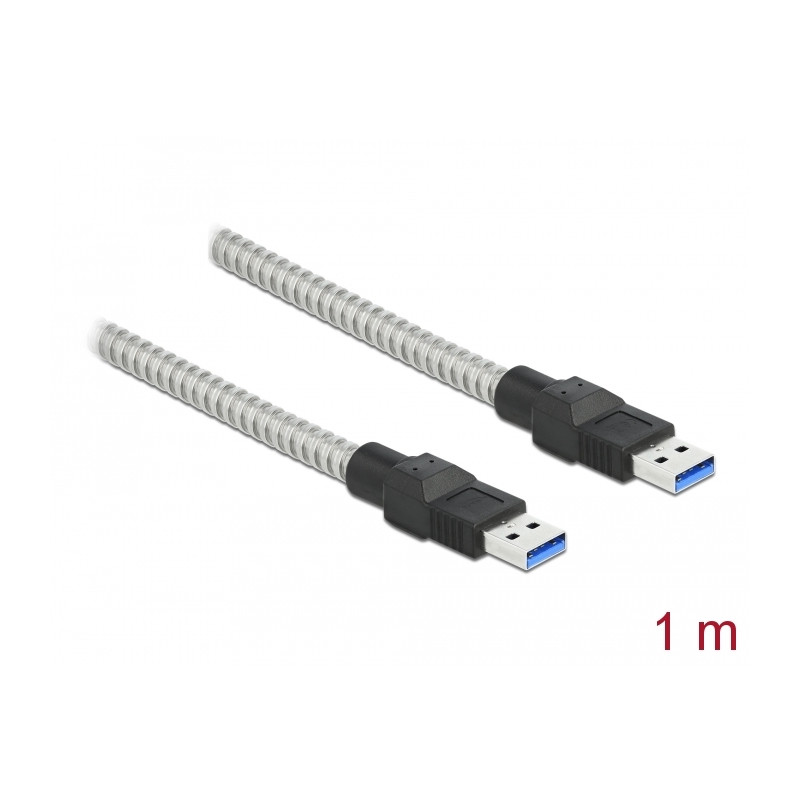 Delock USB 5 Gbps Kabel Typ-A Stecker zu Typ-A Stecker mit Metallmantel 1 m